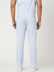 Light Blue Textured Slim Fit Trouser