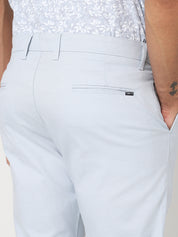 Light Blue Textured Slim Fit Trouser