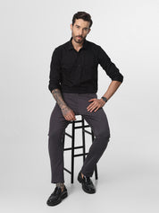 Dark Grey Structured Trouser