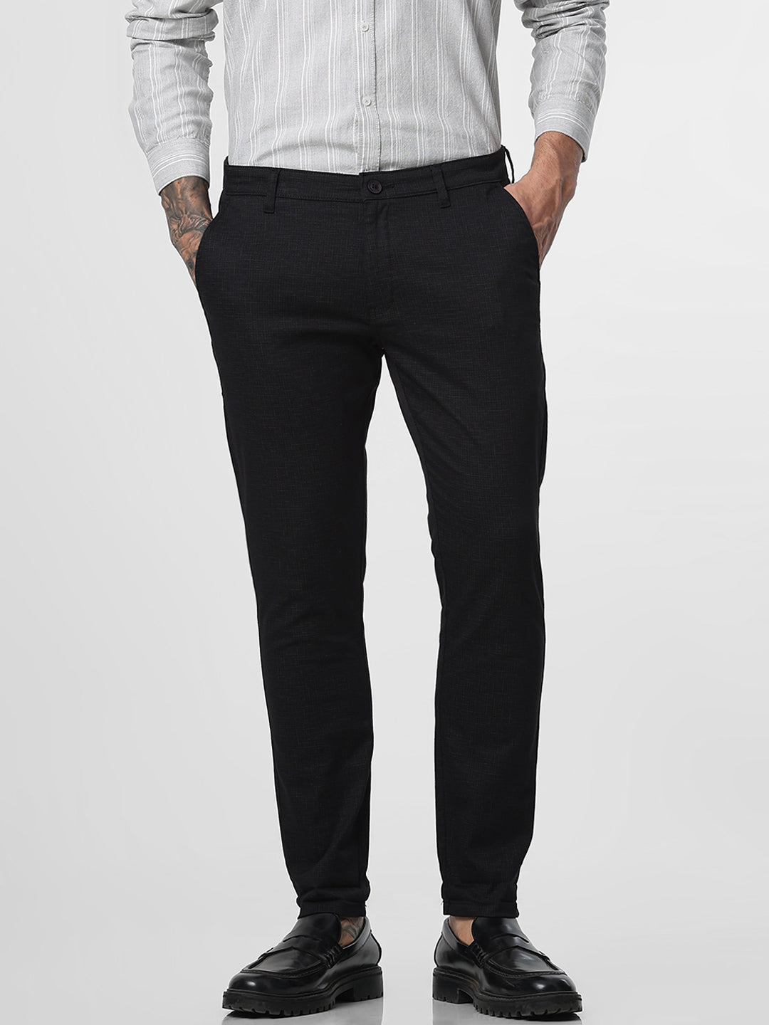 Black Printed Ankle Length Trouser