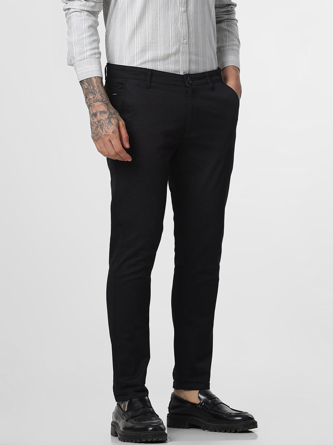 Black Printed Ankle Length Trouser