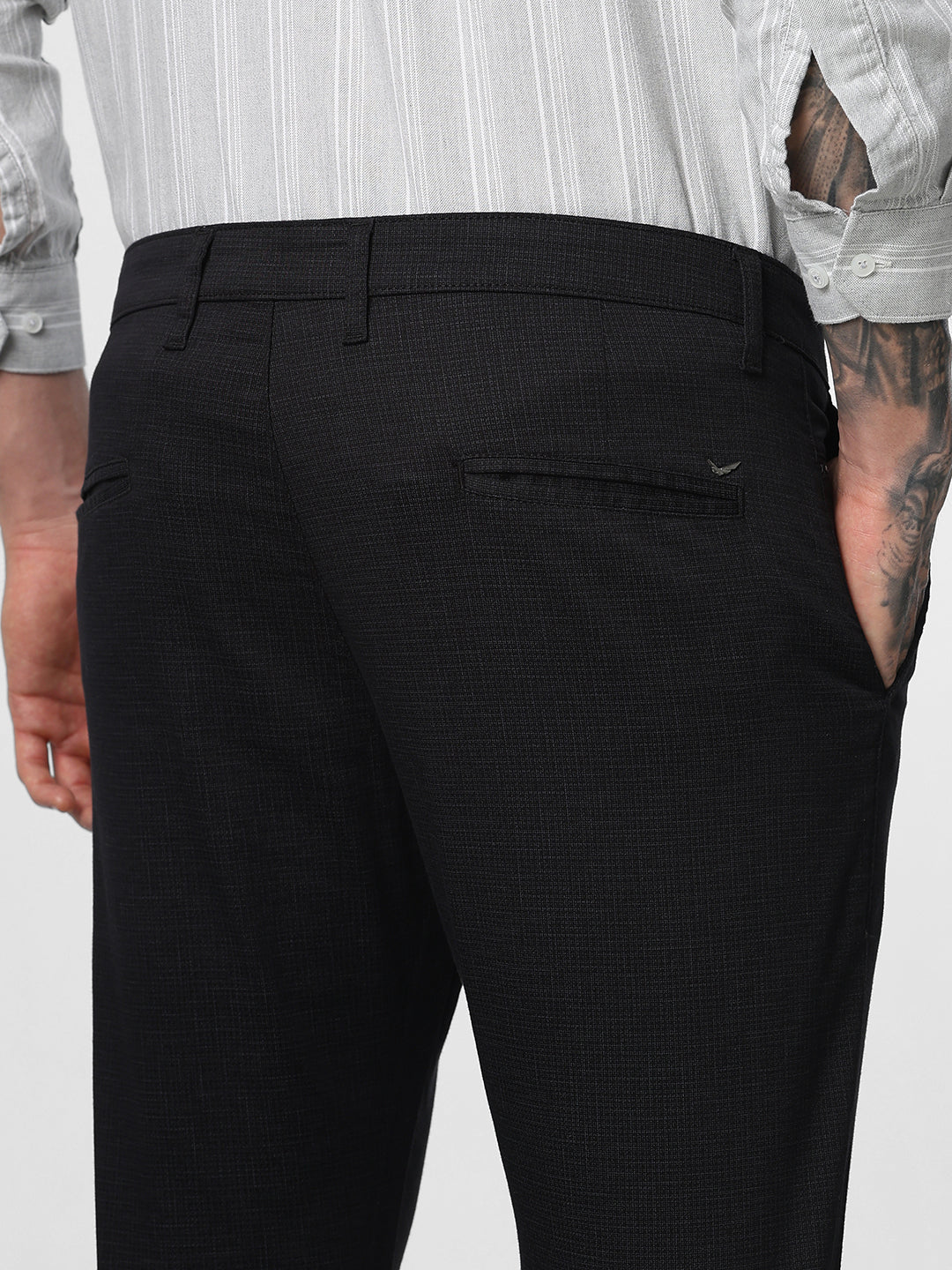 Black Printed Ankle Length Trouser