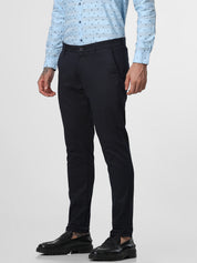 Dark Navy Printed Ankle Length Trouser