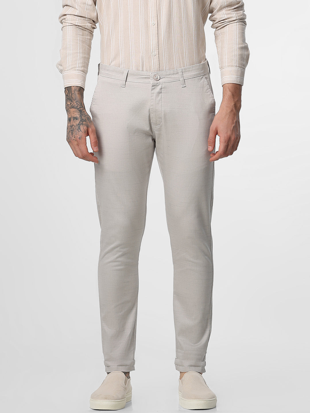 Light Grey Printed Ankle Length Trouser