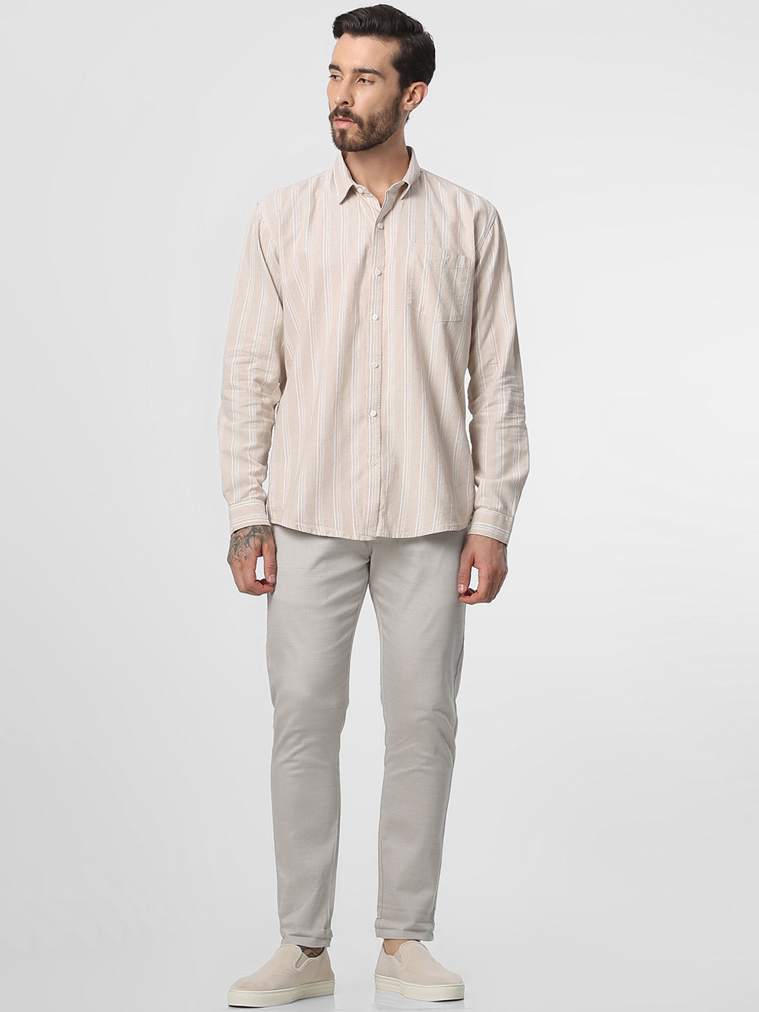 Light Grey Printed Ankle Length Trouser