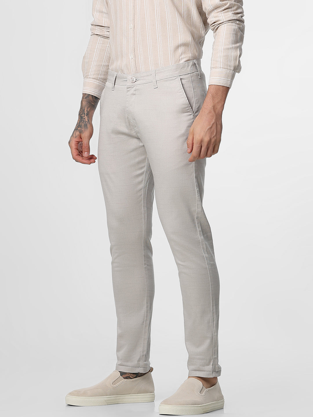 Light Grey Printed Ankle Length Trouser