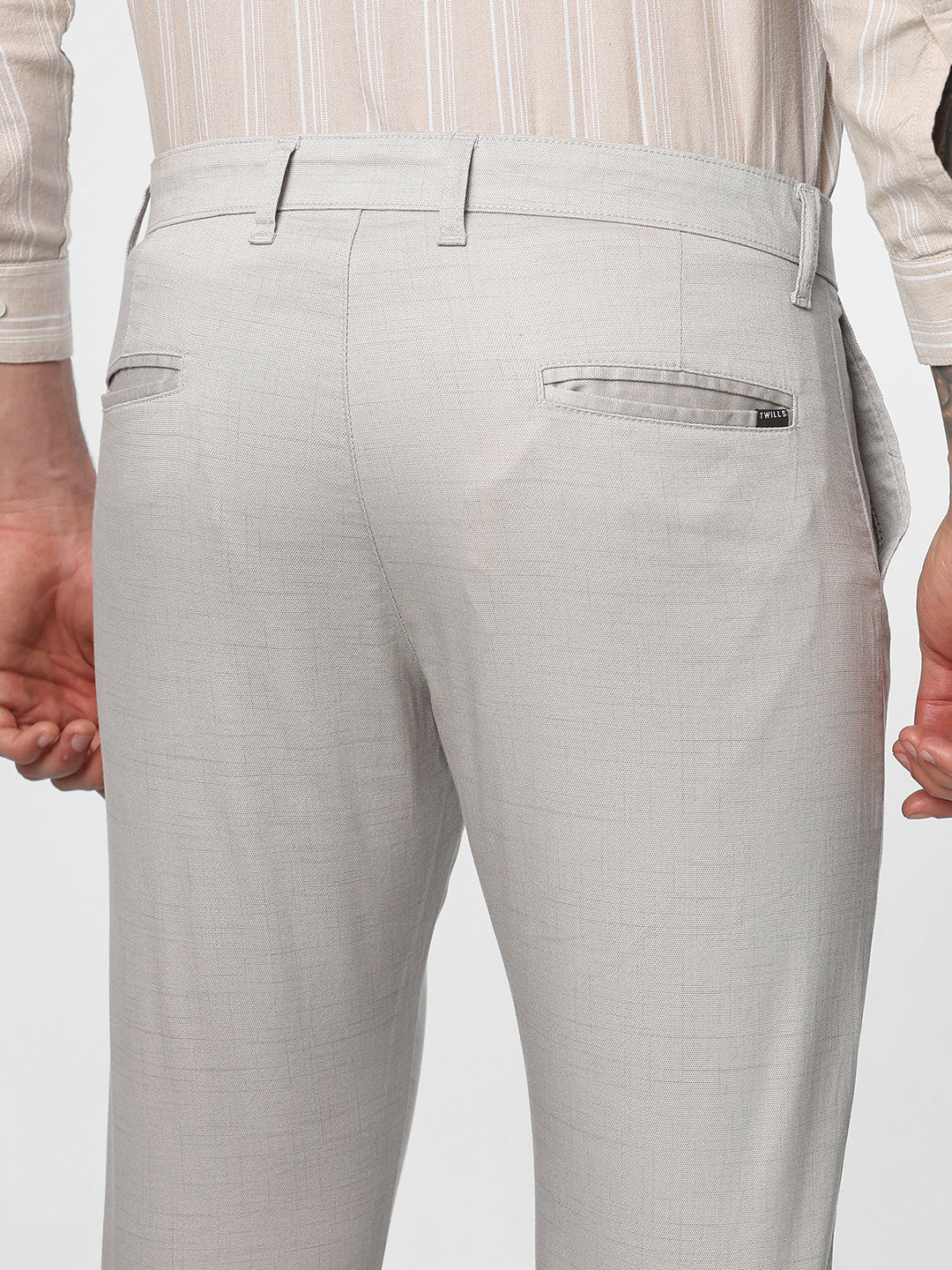 Light Grey Printed Ankle Length Trouser
