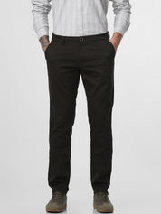 Brown Solid Slimfit Trouser