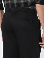 Black Solid Slim Fit Trouser