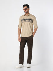 Brown Solid Cargo Slim Fit Trouser