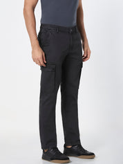 Charcoal Black Straight Fit Cargo Trousers