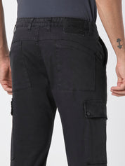 Charcoal Black Straight Fit Cargo Trousers