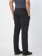 Charcoal Black Straight Fit Cargo Trousers
