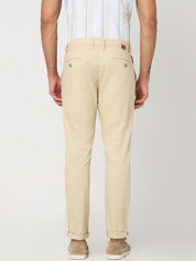 Beige Textured Slim Fit Trouser