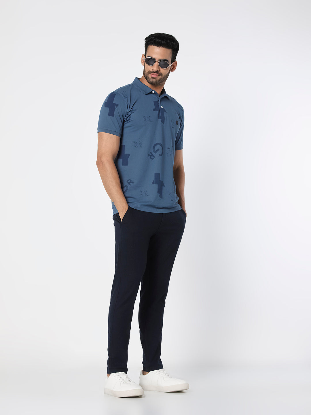 Navy Solid Slim Fit Trouser