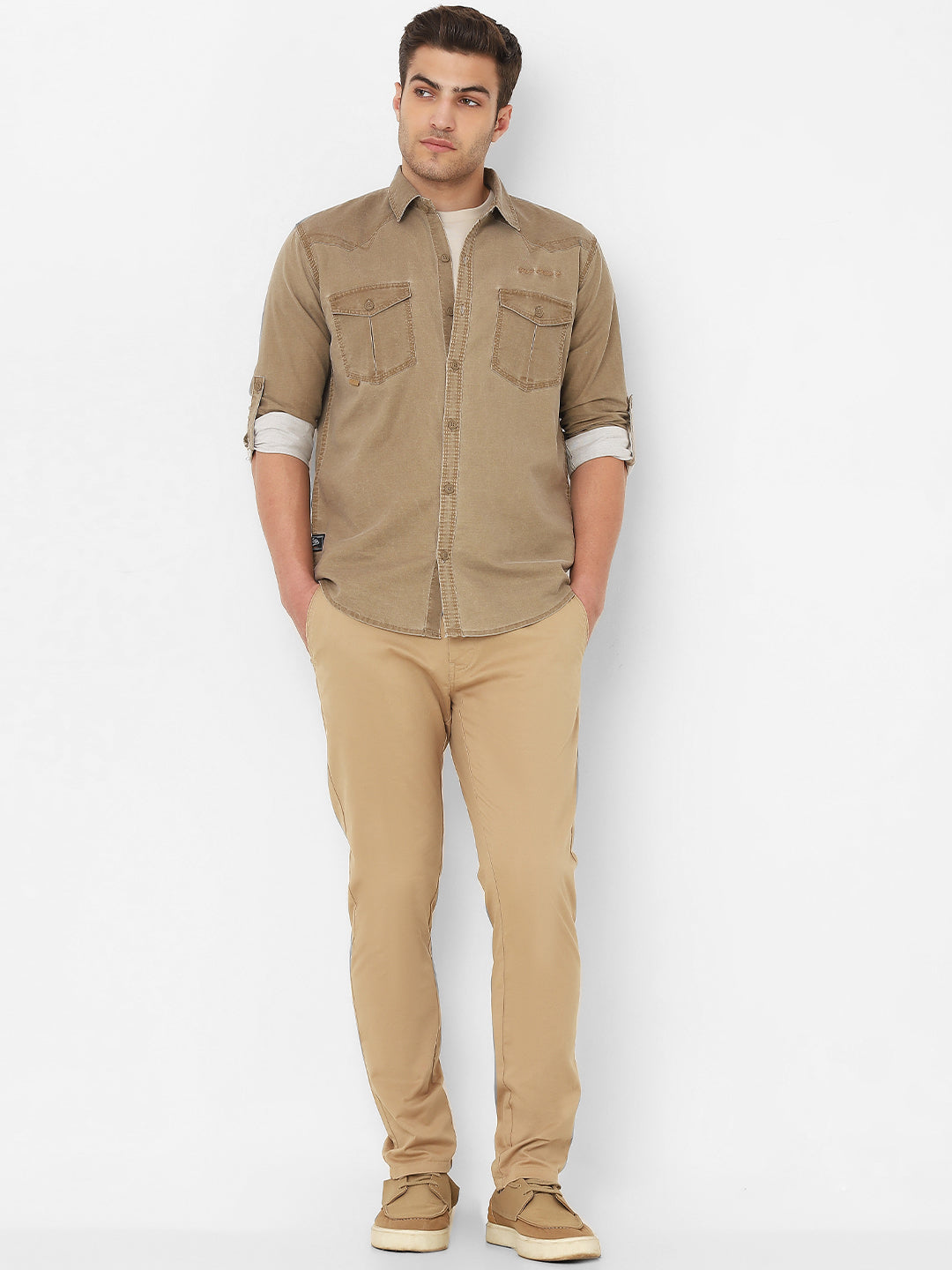 Khakhi Solid Trouser
