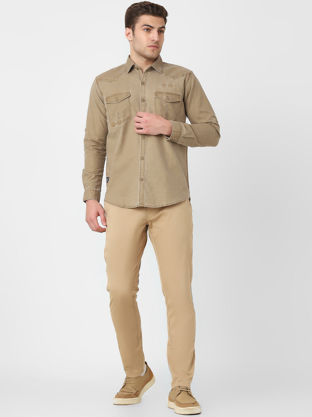 Khakhi Solid Trouser