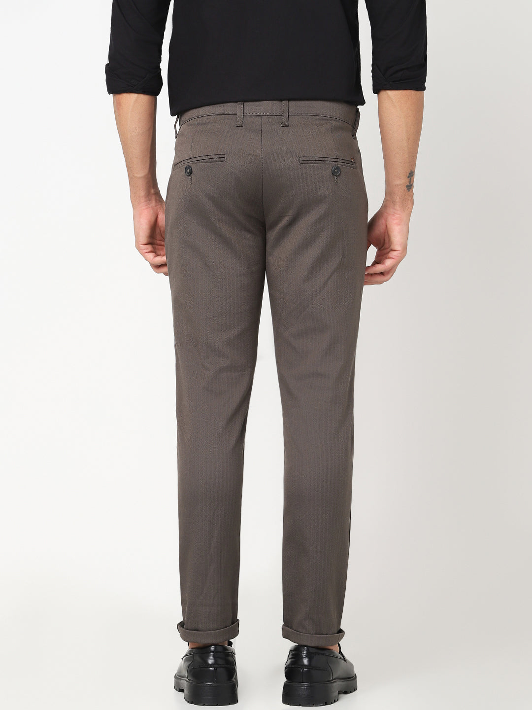 Brown Herringbone Slim Fit Trouser