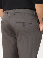 Brown Herringbone Slim Fit Trouser