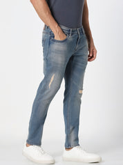 Men’s Light Blue Distressed Slim Fit  Jeans