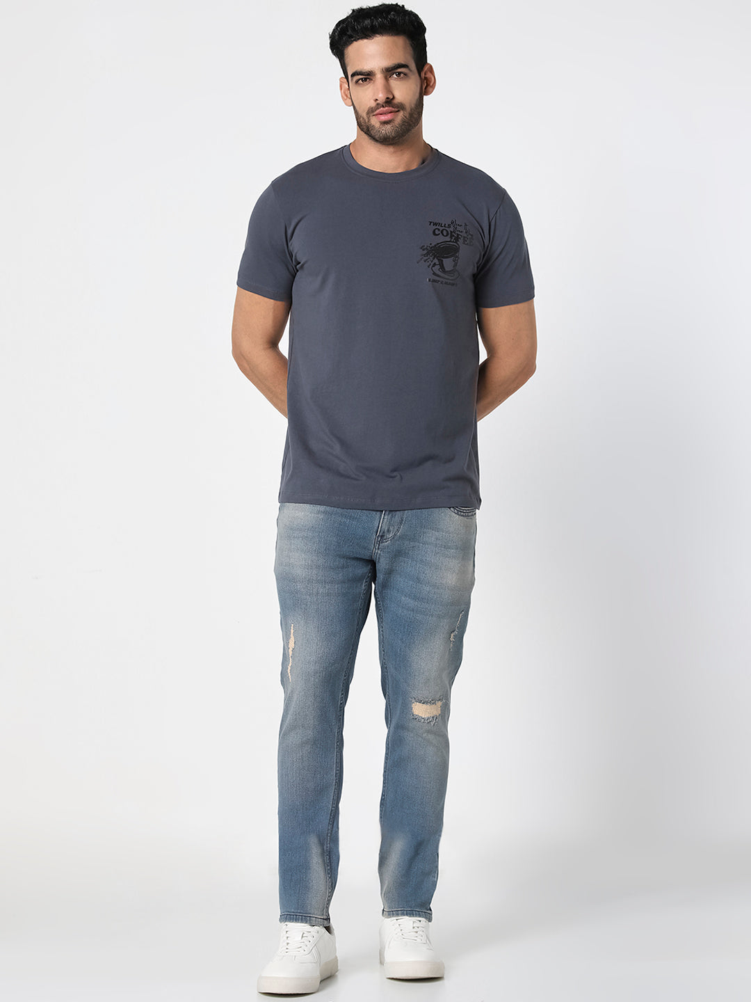 Men’s Light Blue Distressed Slim Fit  Jeans