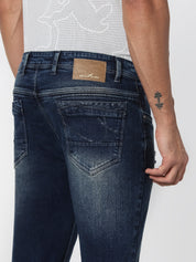 Men’s Dark Blue Distressed Slim Fit  Jeans