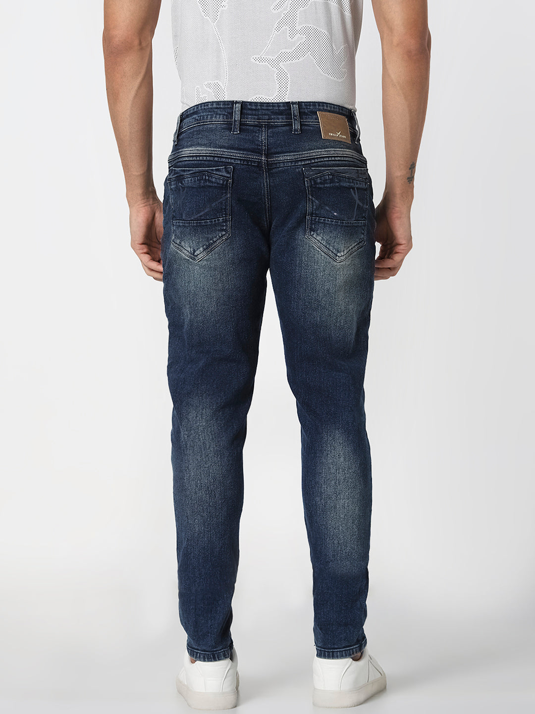 Men’s Dark Blue Distressed Slim Fit  Jeans