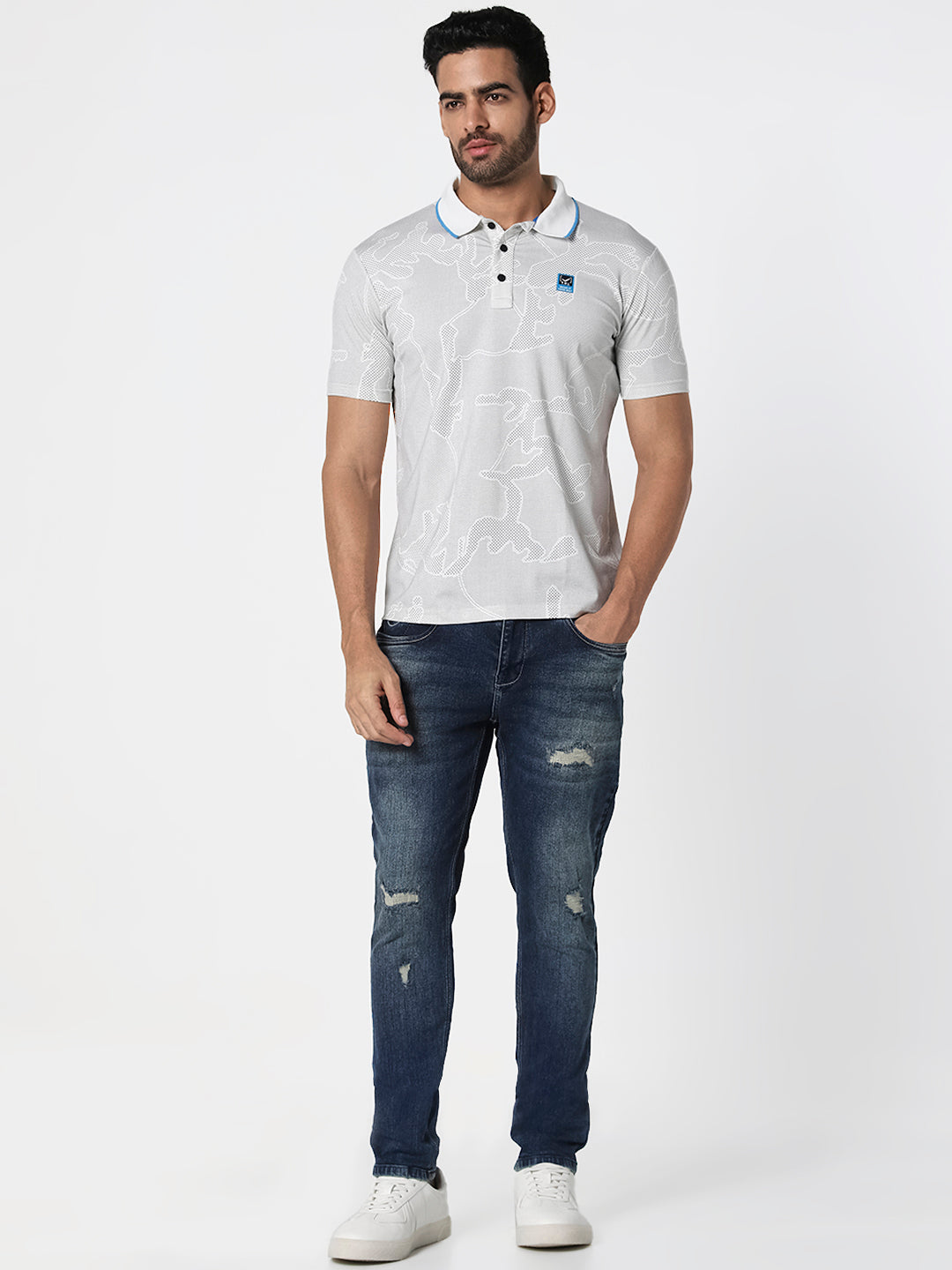 Men’s Dark Blue Distressed Slim Fit  Jeans