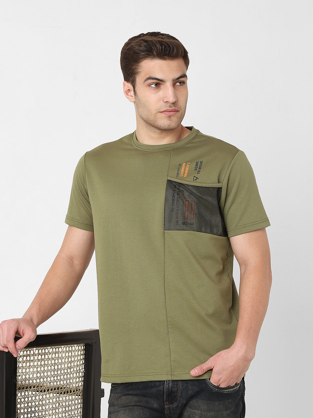 Men's Cut & Sew Round Neck Tshirt