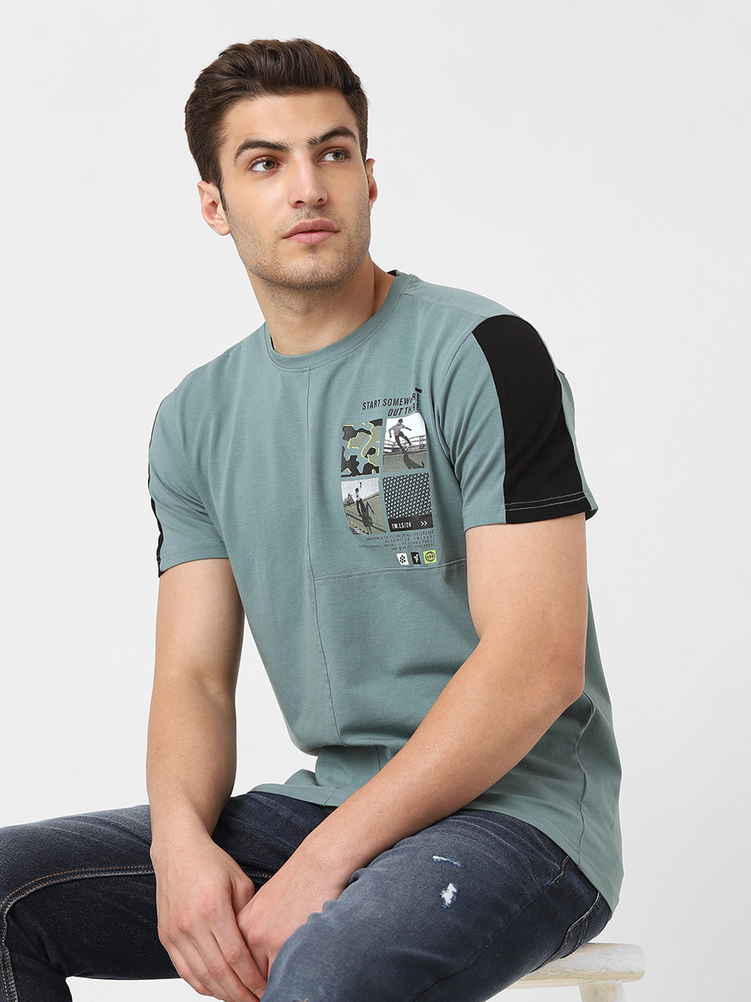 Men's Cut & Sew Round Neck Tshirt