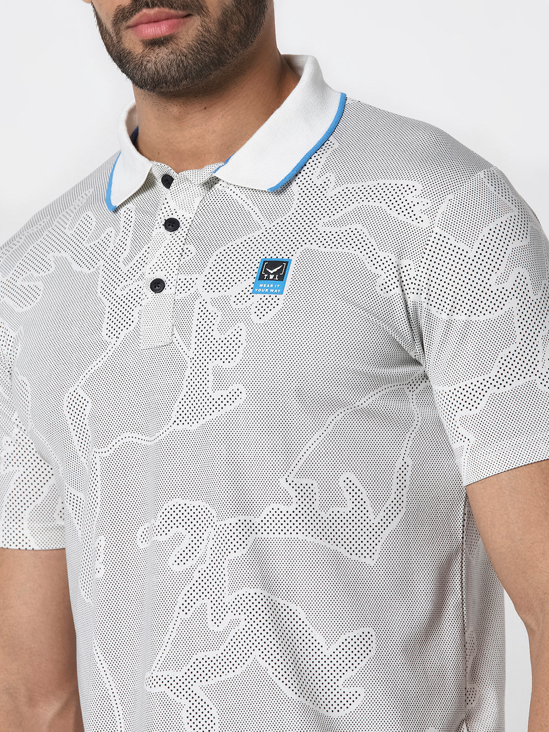 Off-White & Grey Dotted Print T-Shirt