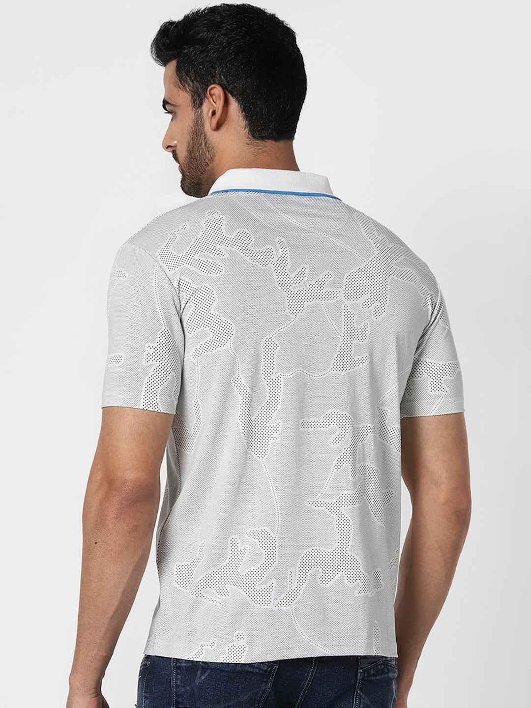 Off-White & Grey Dotted Print T-Shirt