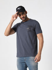 Dark Grey Graphic Casual T-Shirt