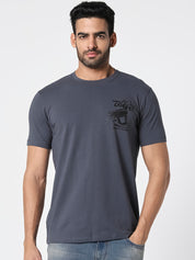 Dark Grey Graphic Casual T-Shirt
