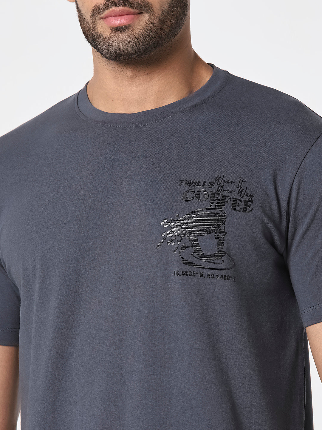 Dark Grey Graphic Casual T-Shirt