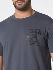 Dark Grey Graphic Casual T-Shirt