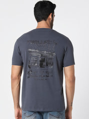 Dark Grey Graphic Casual T-Shirt