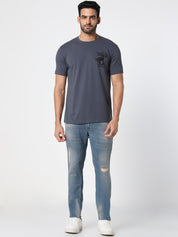 Dark Grey Graphic Casual T-Shirt