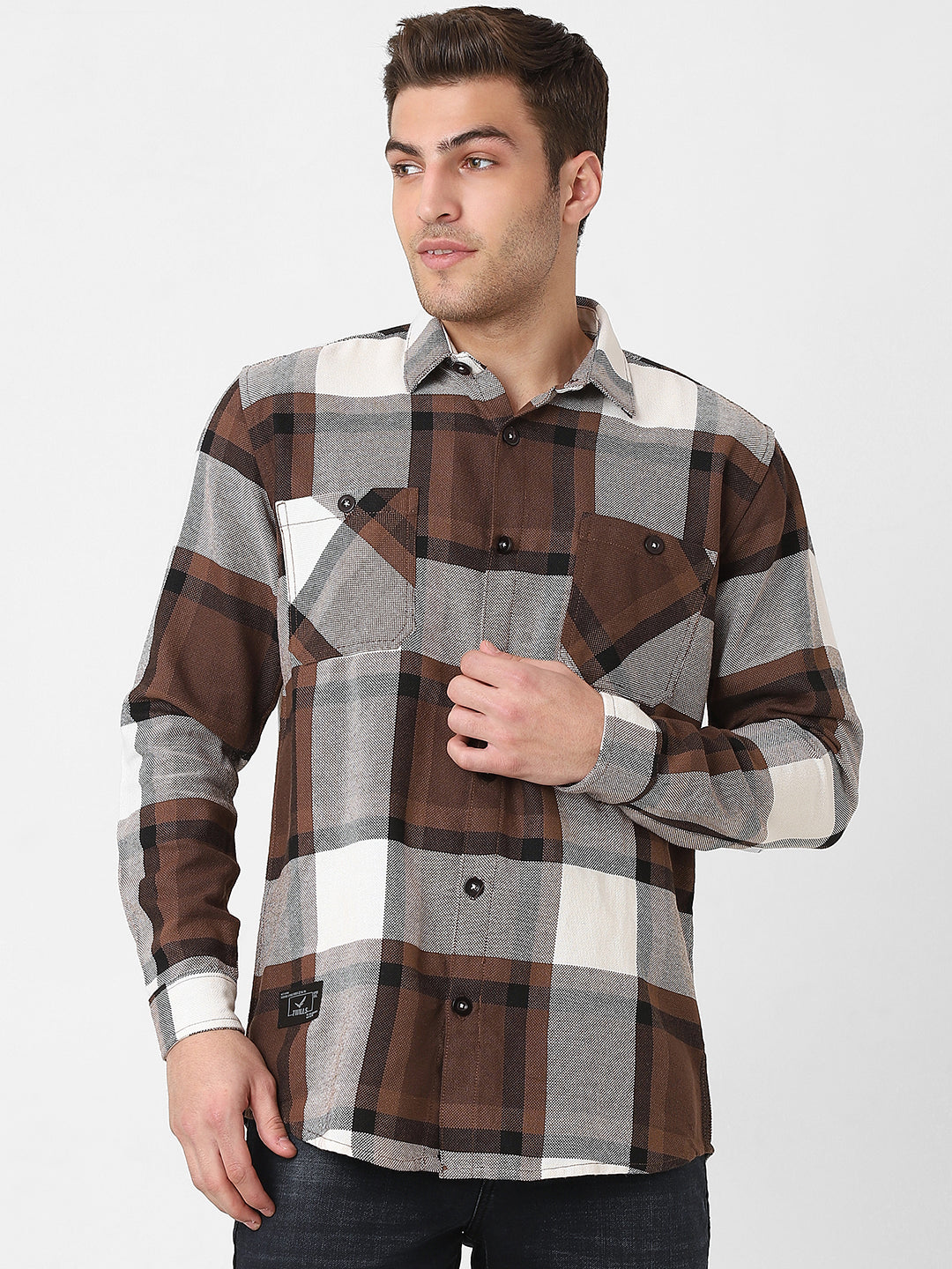Buy Mens Brown Checked Casual Shirt from Twills – TwillsIndia