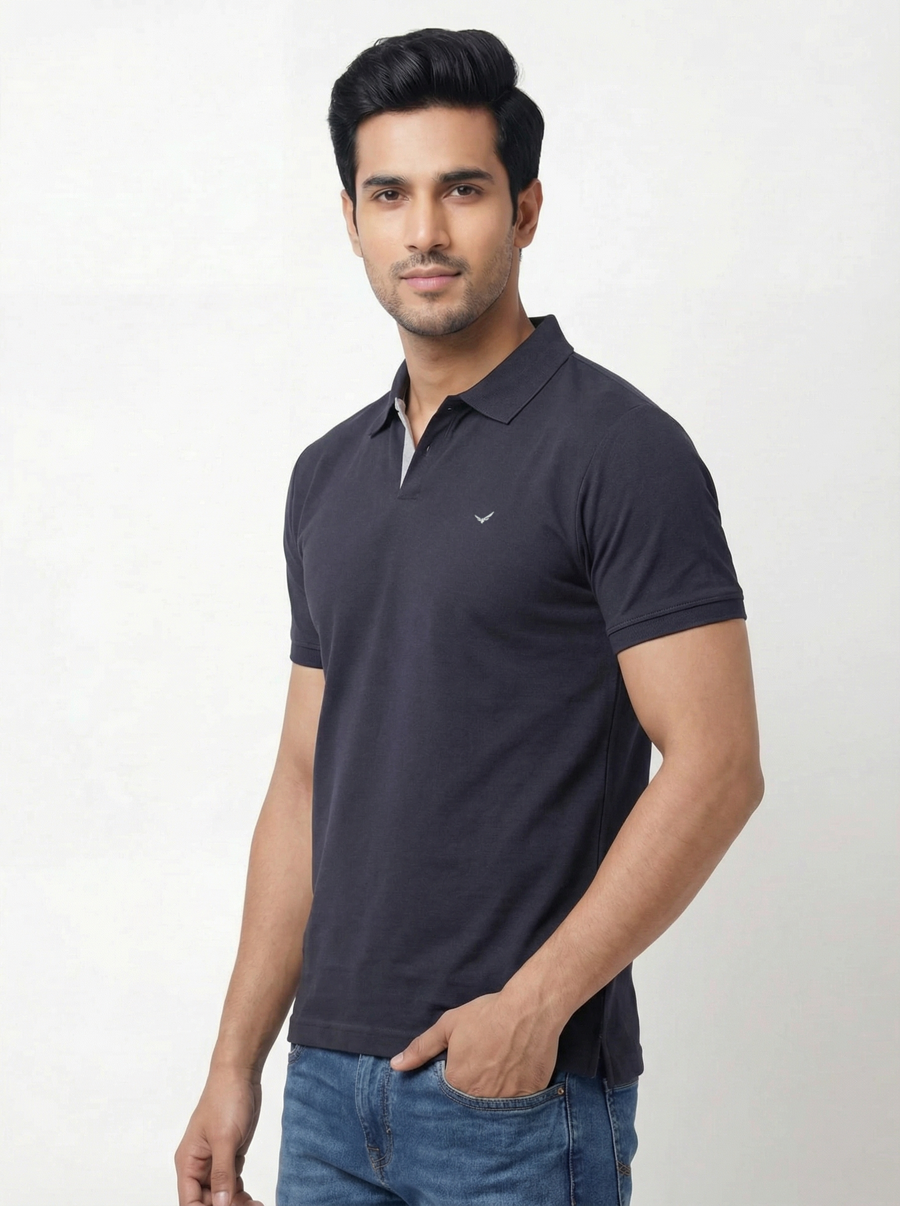 Men Regular Fit Johnny Collar Solid T-Shirt