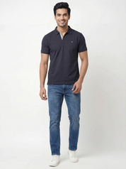 Men Regular Fit Johnny Collar Solid T-Shirt