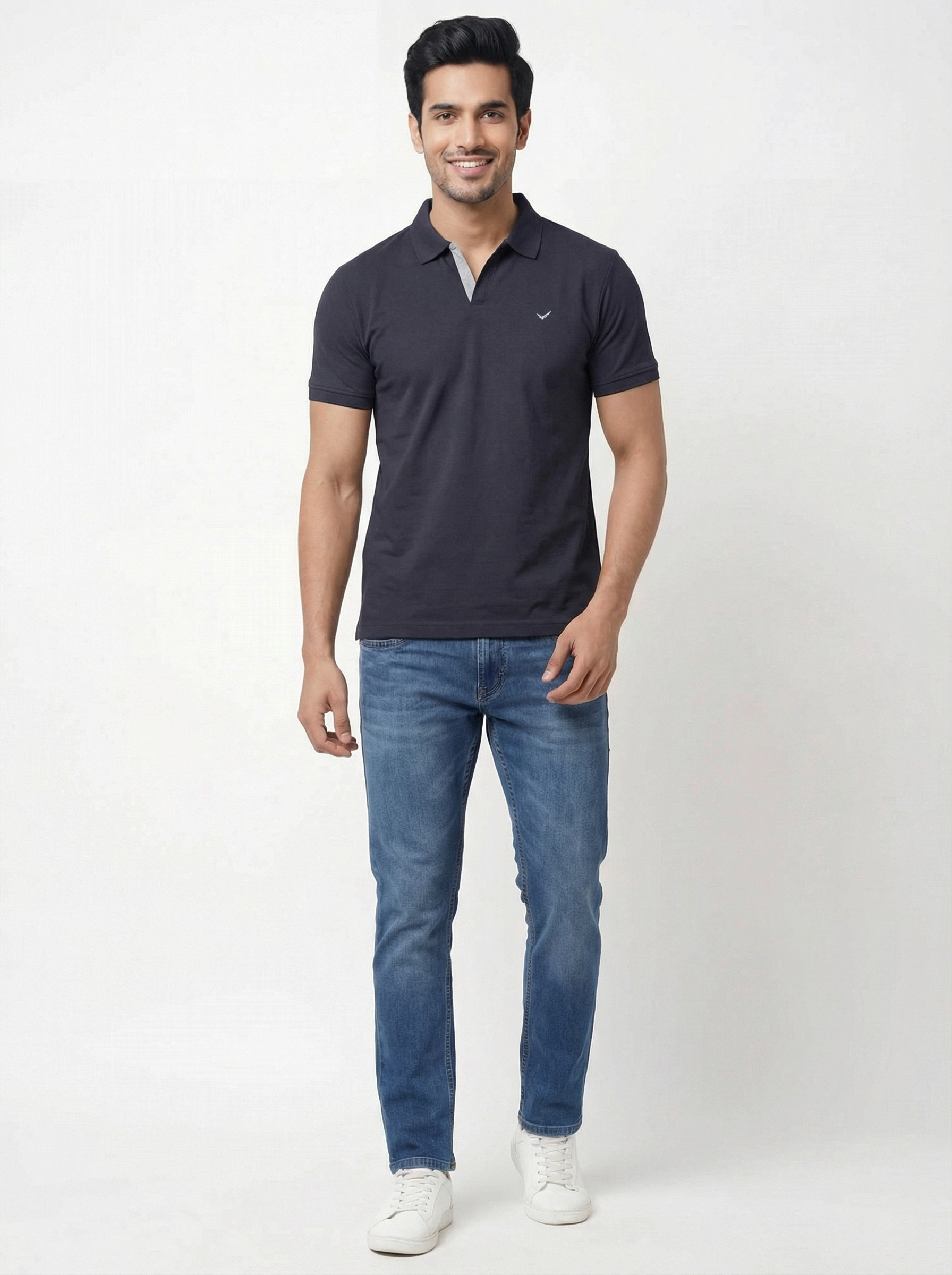 Men Regular Fit Johnny Collar Solid T-Shirt