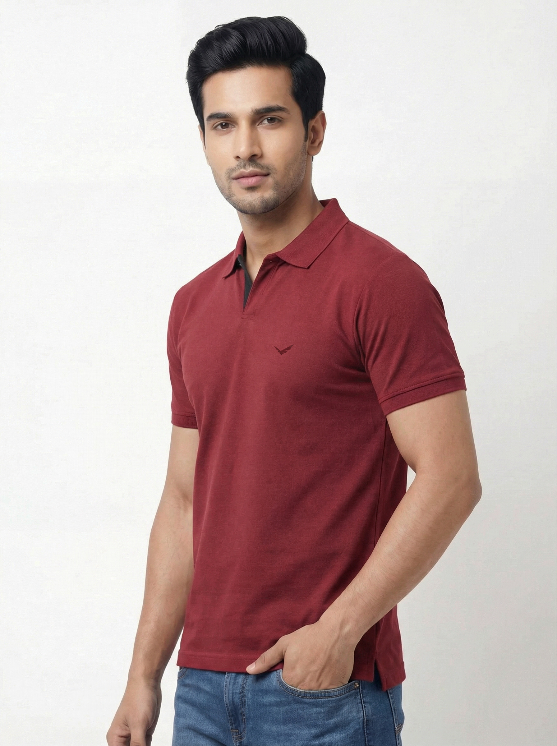 Men Regular Fit Johnny Collar Solid T-Shirt