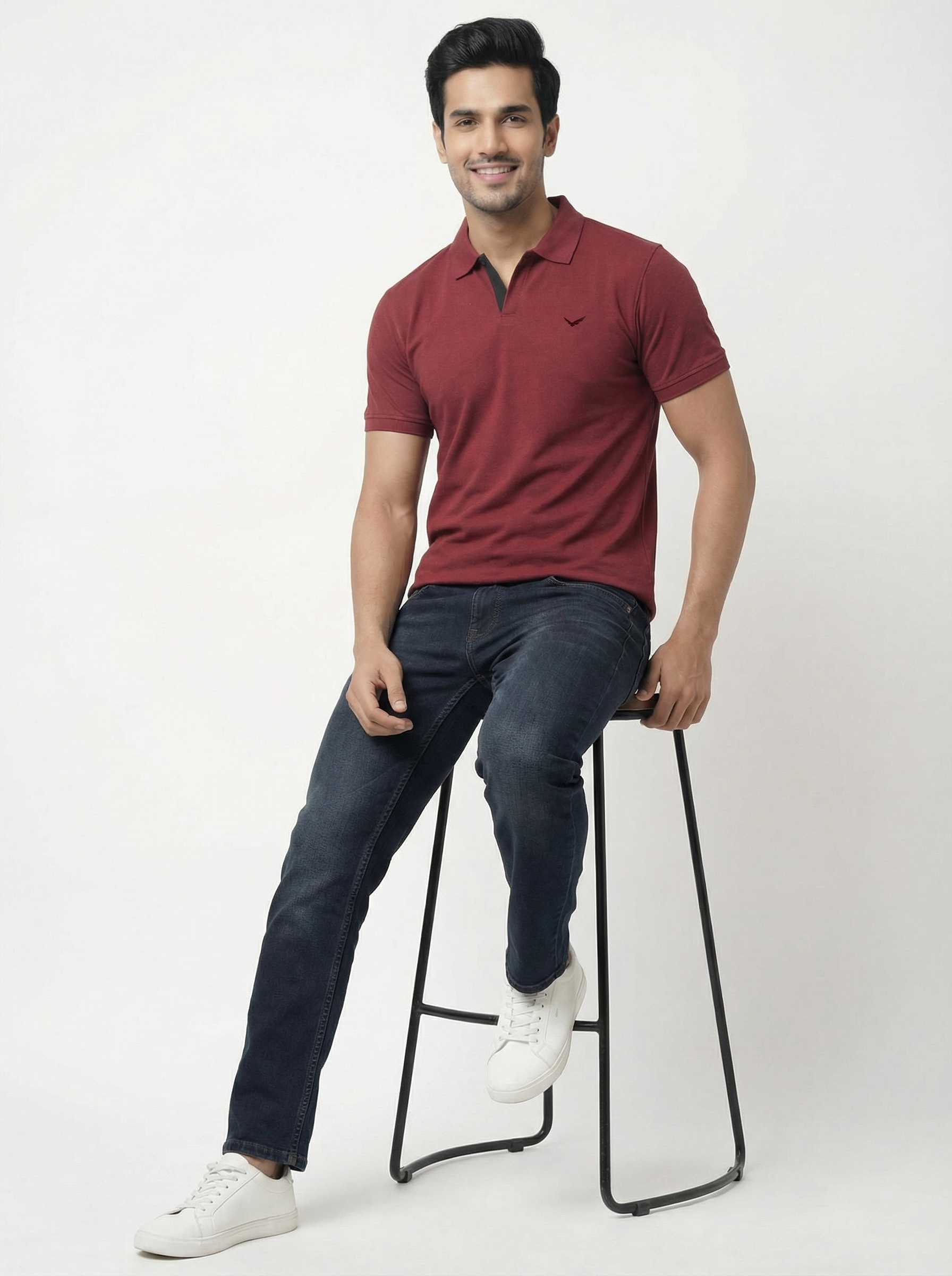 Men Regular Fit Johnny Collar Solid T-Shirt