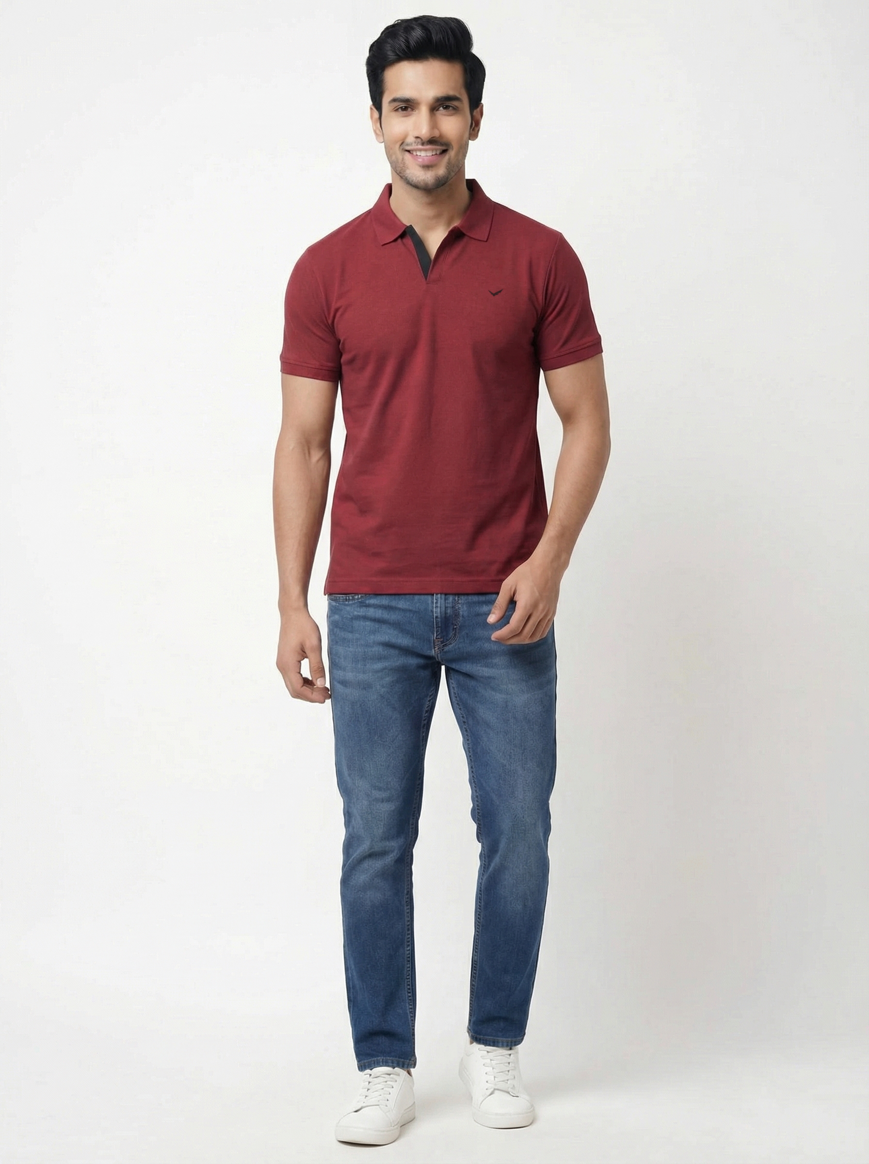 Men Regular Fit Johnny Collar Solid T-Shirt