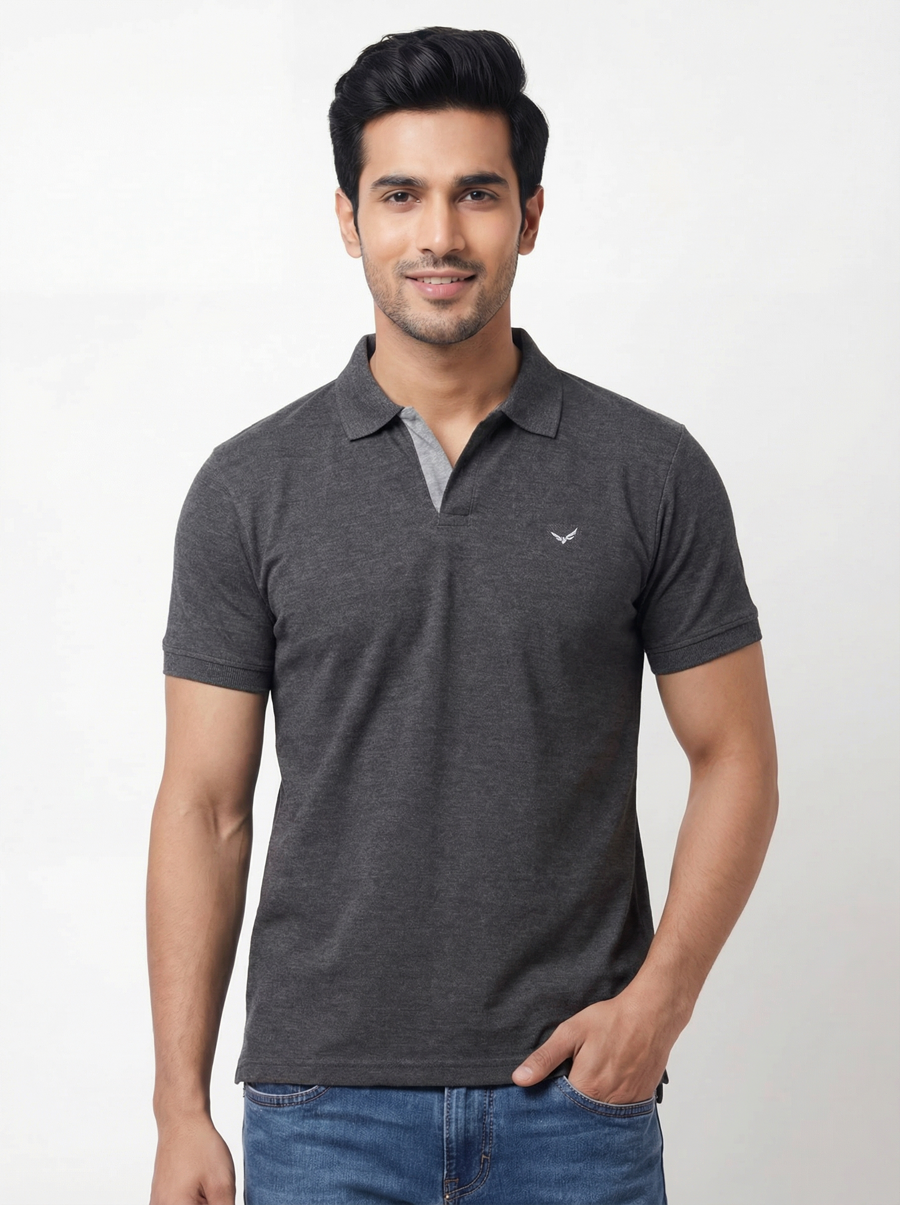 Men Regular Fit Johnny Collar Solid T-Shirt