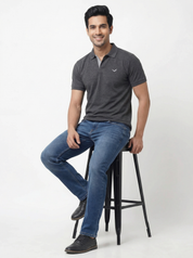 Men Regular Fit Johnny Collar Solid T-Shirt