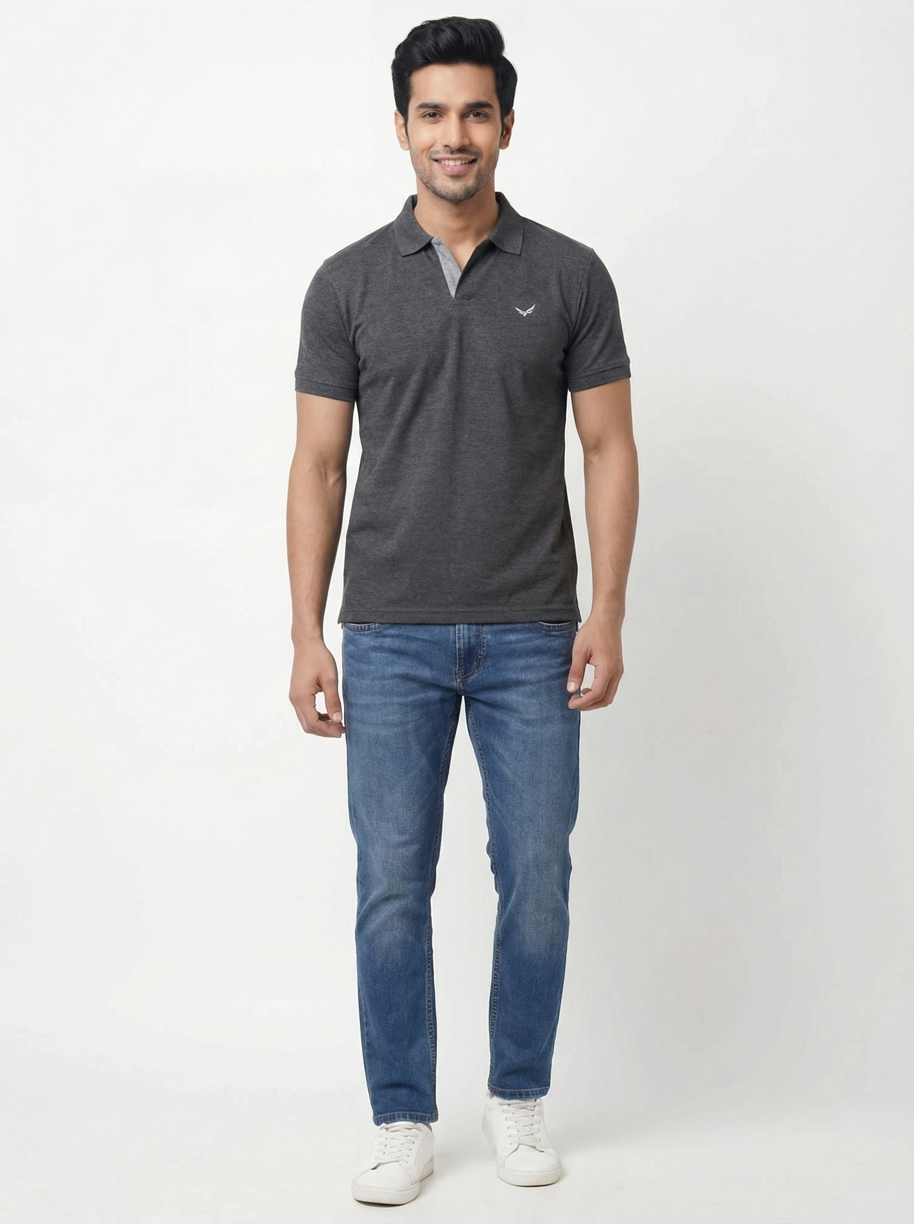 Men Regular Fit Johnny Collar Solid T-Shirt