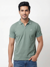 Men Regular Fit Johnny Collar Solid T-Shirt