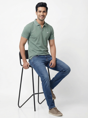 Men Regular Fit Johnny Collar Solid T-Shirt